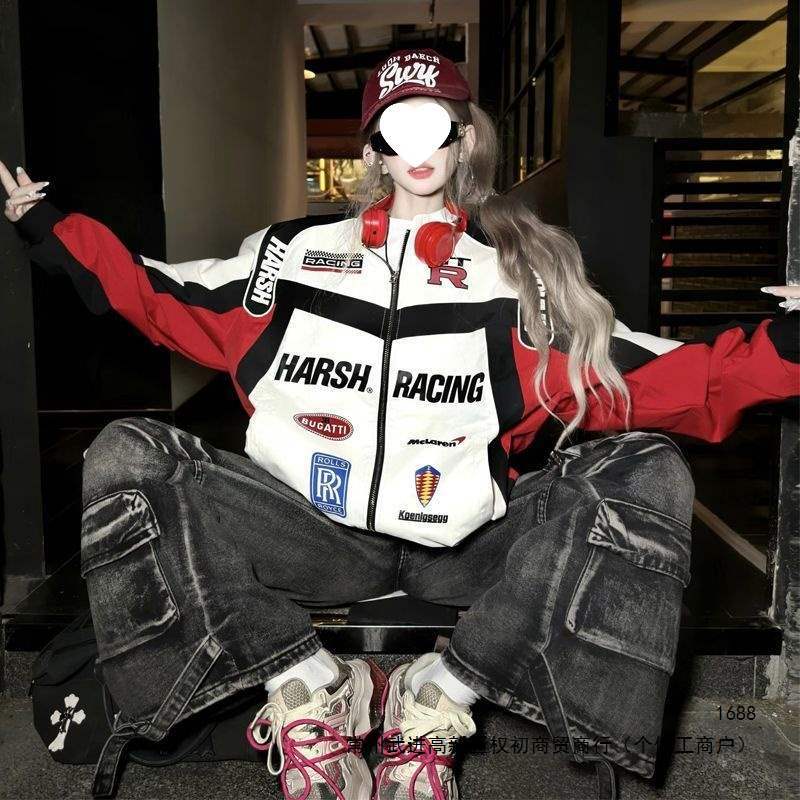 2026 New Trendy Motorcycle Baseball Jacket, Thin American Racing Jacket, Unisex Couple Outerwear