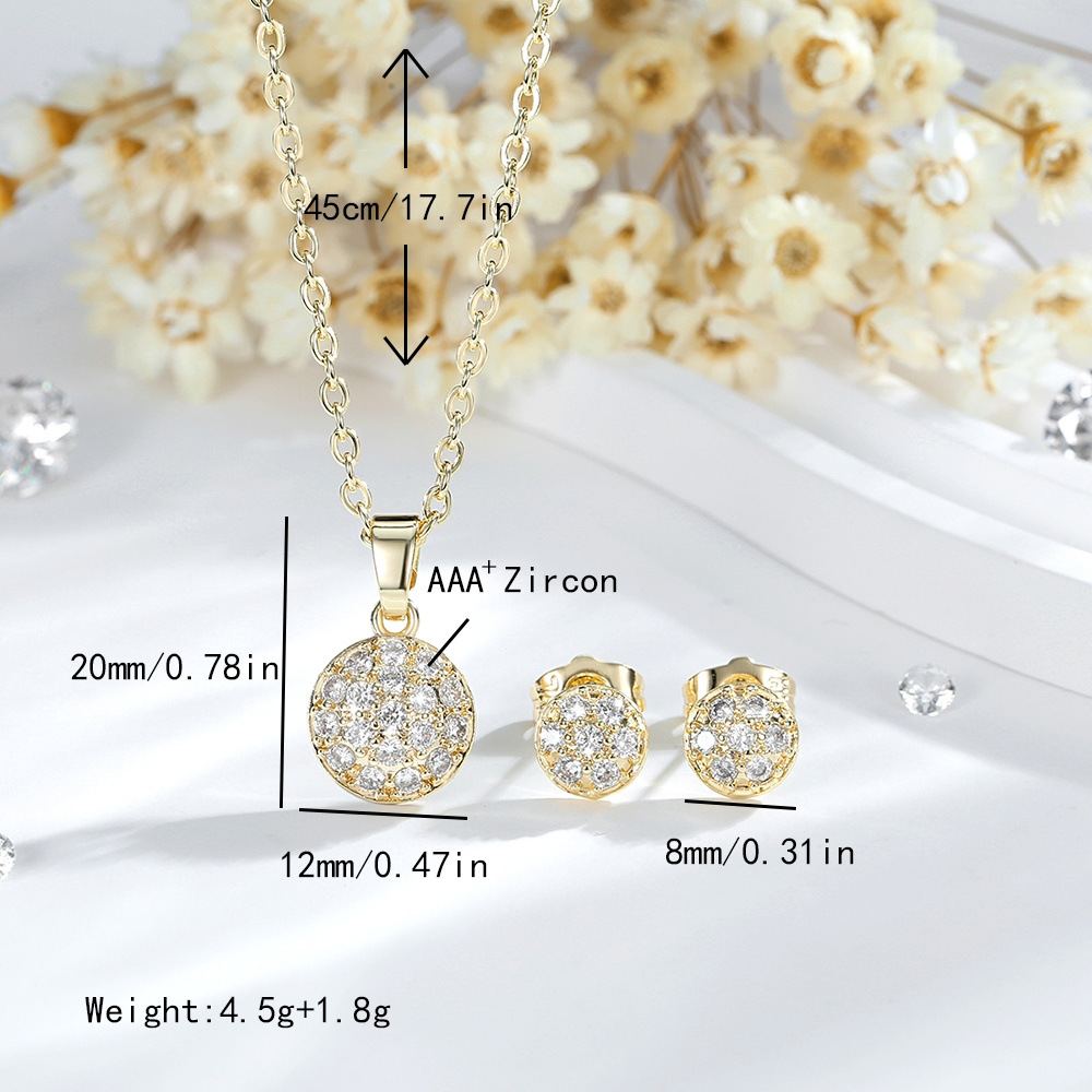 Amazon transfronterizo super brillante zircon joyas dos piezas de moda ligera de lujo collar de orejas set joyas al por mayor