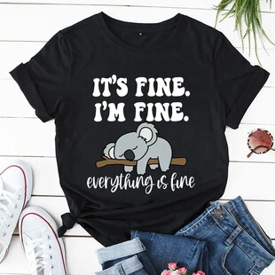 Shirt It's Fine I'm Fine Everything Is Fine Cartoon Womens C