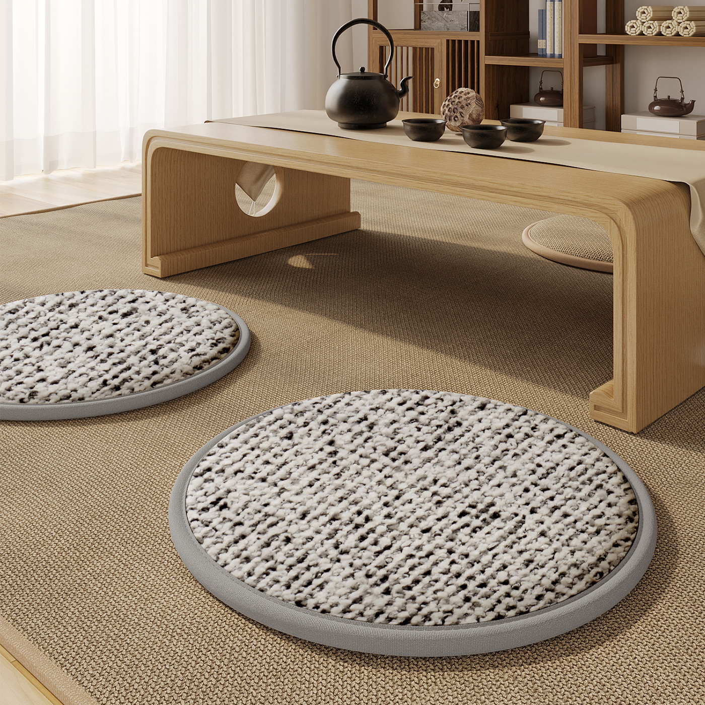 Estuilla de futón redonda japonesa almohadilla sala de estar sala de té meditación alfombra de meditación simple sensación de alta calidad cuatro estaciones universal