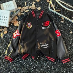 气质新款ins时尚潮流徽章毛巾绣棒球服慵懒文艺流行日系百搭简约