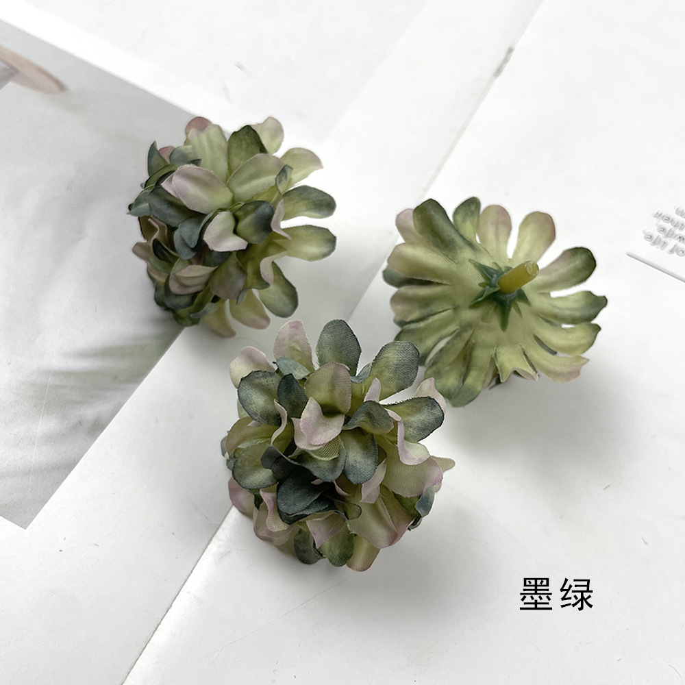 Simulación multicapa hortenida crisantemo cabeza DIY hecha a mano tocado material flor artificial decoración de la sala de bodas diseño de fondo de pared