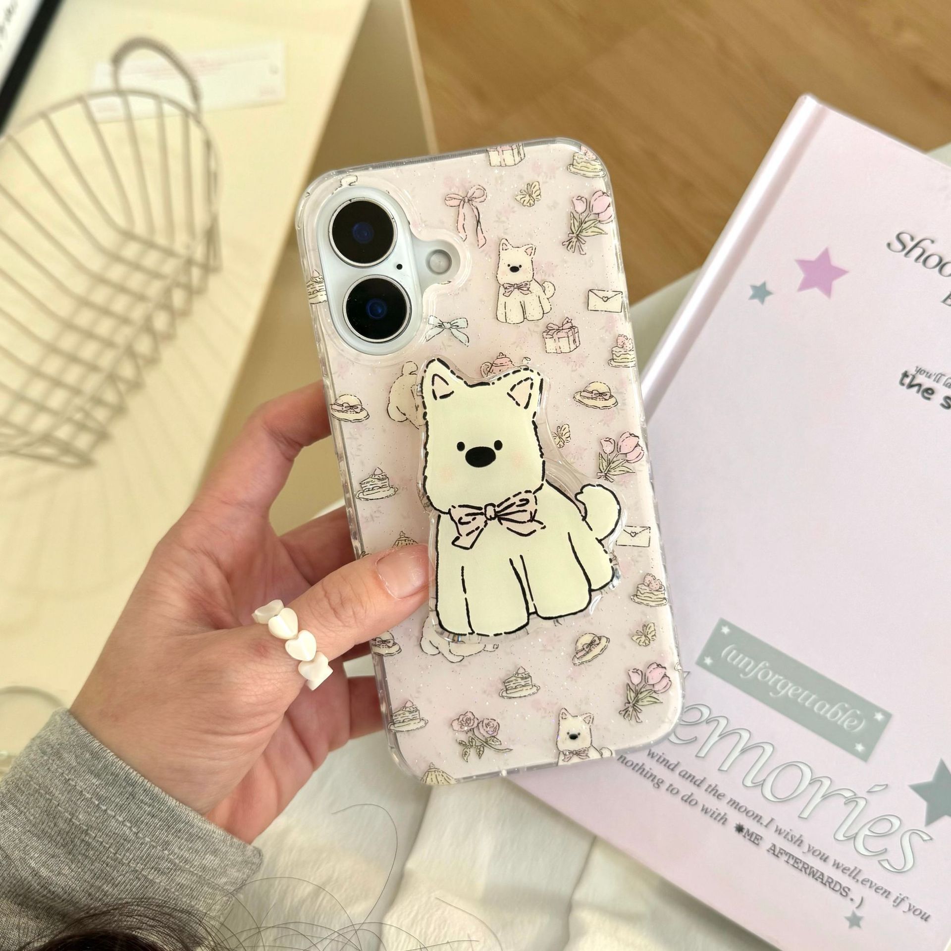 Girl ins brillo lindo West Highland adecuado para soporte 16ProMax iPhone13/14 funda para teléfono móvil 15 nuevo