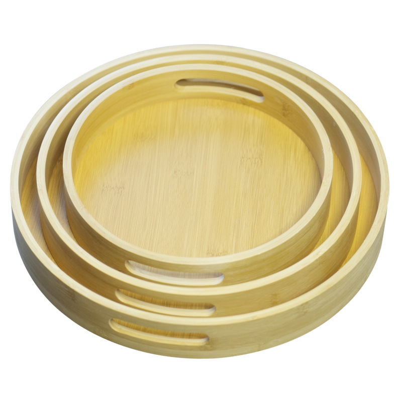 Bandeja de té portátil, taza de té doméstica, juego de té, taza de agua, bandeja de té de madera de bambú japonés, bandeja de té redonda