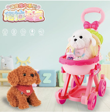 兒童推車過家家玩具仿真電動毛絨寵物泰迪貓感應唱歌錄音女孩禮物