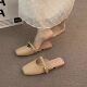 French Style Baotou Half Slippers Women's Outer Wear Spring and Summer 2025 New Arrival Shallow Mouth All-Match Soft Leather Muller Shoes Mary Jane Shoes