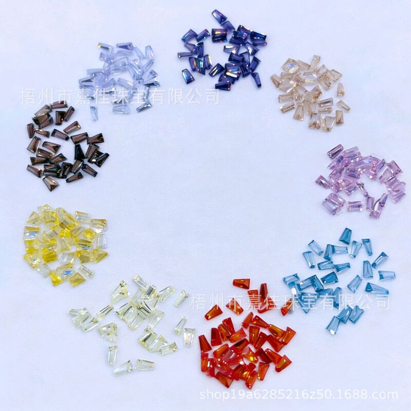 1.5*1.25*1—-8*4*2mm Trapezoidal White and Colored Zircon Loose Stones Wholesale in Stock 1.5*1.25*1—-8*4*2mm Trapezoidal White and Colored Zircon Loose Stones Wholesale in Stock