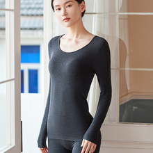 秋衣秋裤女士德绒保暖内衣薄款内搭打底修身圆领纯色打底上衣秋冬