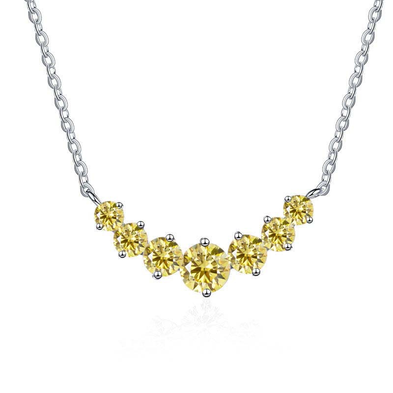 Collar de oro de plata esterlina s925 mujer sonrisa minimalista siete princesas collar de piedra de mosaico de color 2.8 quilates