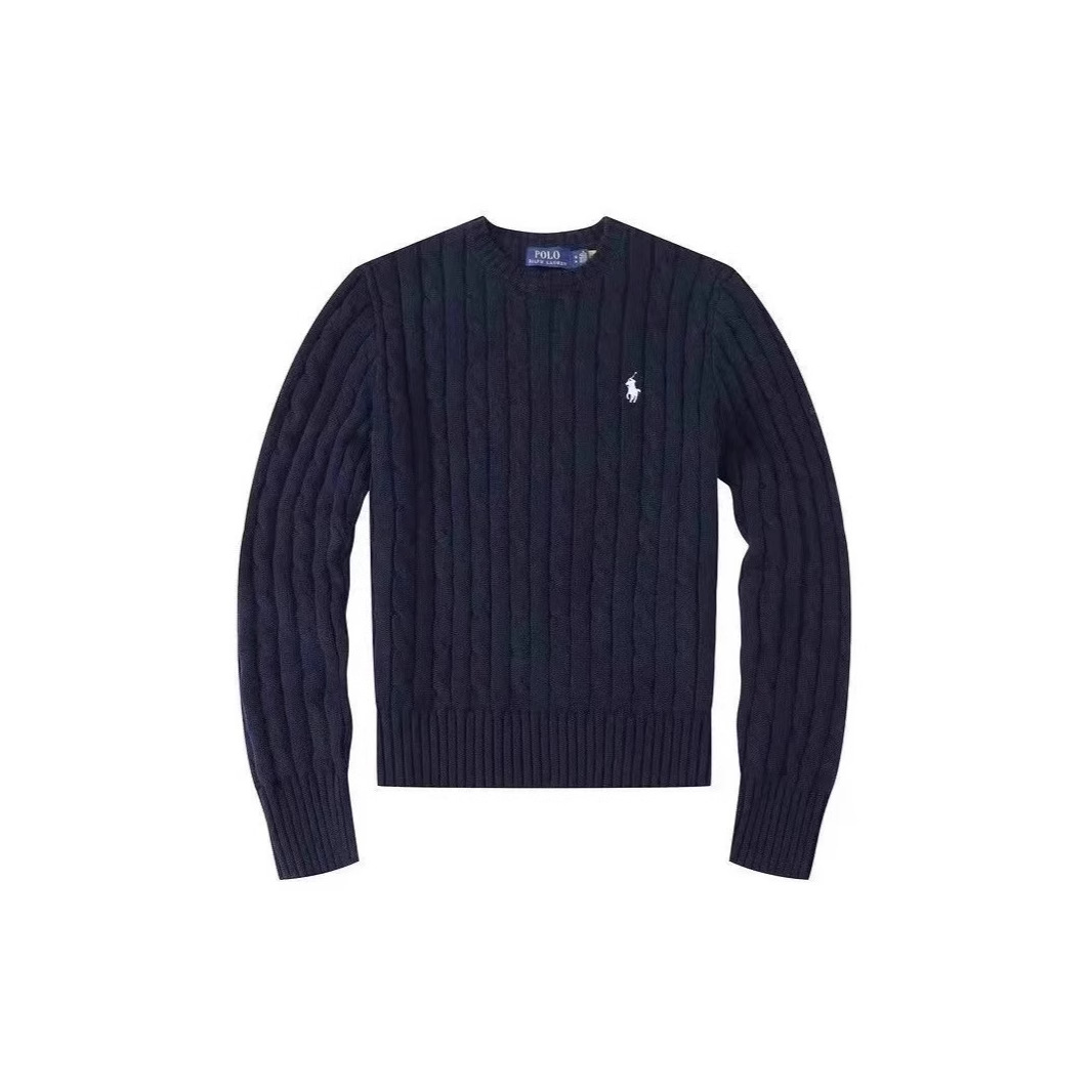 春季圆领套头毛衣情侣小马麻花针织毛线衫时尚毛衣潮流百搭