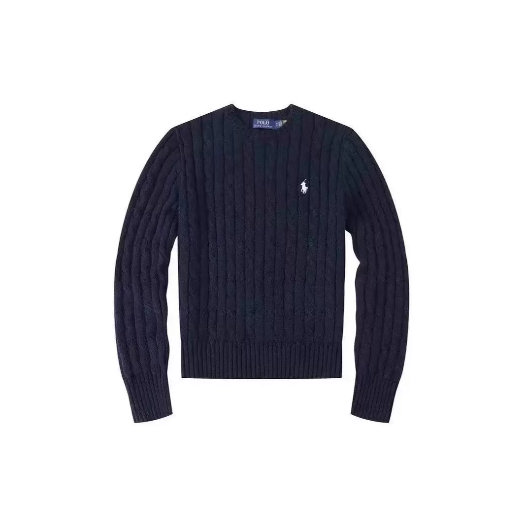 春季圆领套头毛衣情侣小马麻花针织毛线衫时尚毛衣潮流百搭