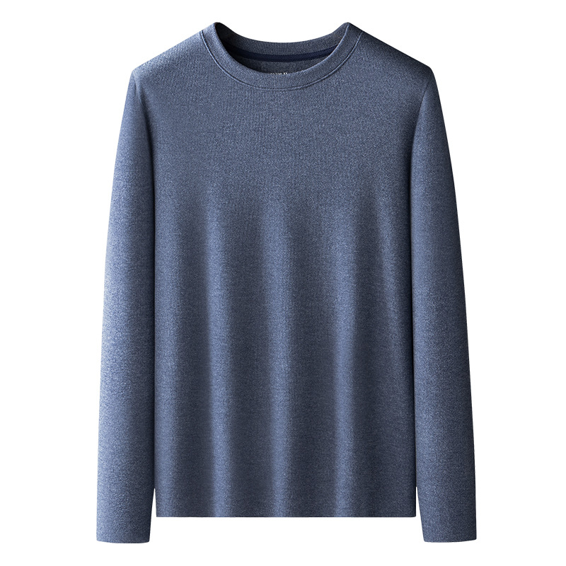 Nuevo otoño y invierno chaqueta cálida de hombre de color sólido se puede usar fuera de cuello redondo casero más camisa de camisa de base gruesa