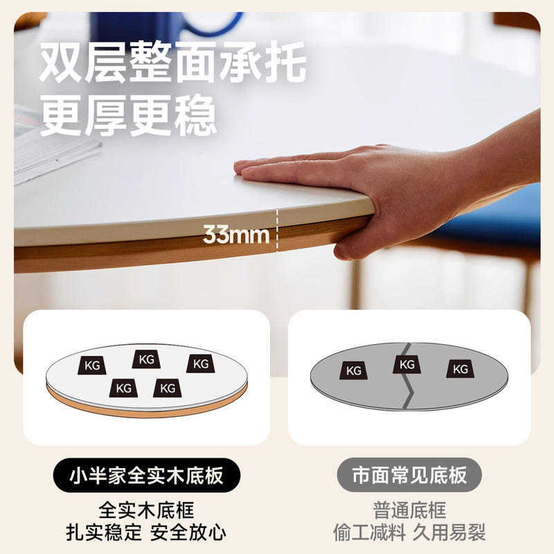 欧拉家具时光圆桌小户型实木餐桌家用樱桃木复古圆形饭桌岩板桌子|undefined