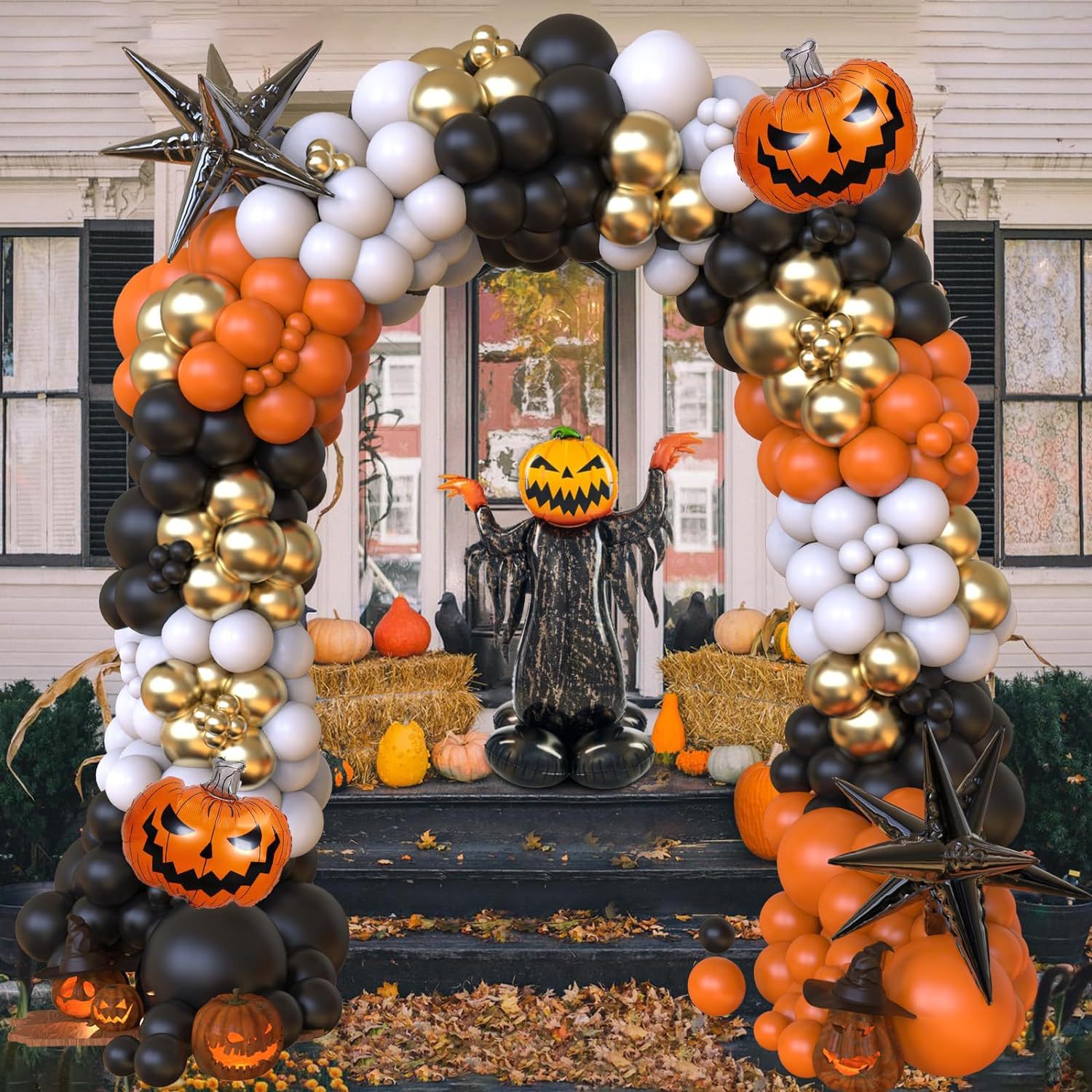 Cross-border Halloween Balloon Garland Arch Set Base Pumpkin…