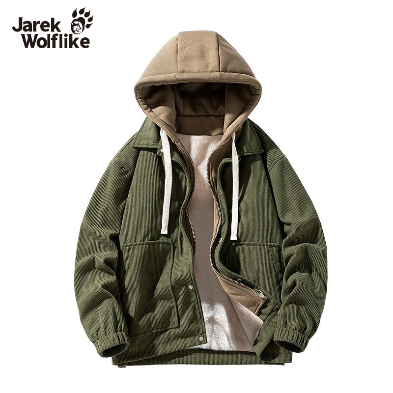 灯芯绒棒球服夹克外套男士秋冬宽松加绒加厚休闲翻领外套上衣服男