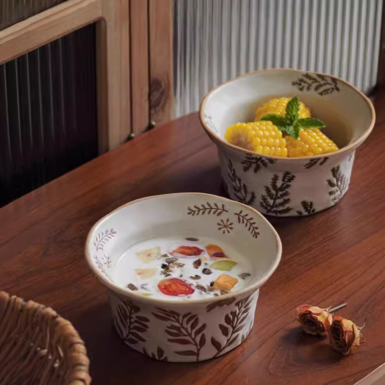 Japanese-style Coffee Cup, Clay Art Hand-painted Mug, High-end Vintage Frosted Rustic Ceramic Bo, Breakfast Oatmeal_voghion.com