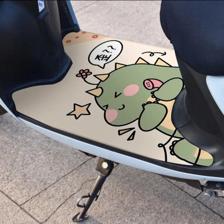 爱玛小刀电动车通用卡通丝圈脚垫可代裁剪防尘脚踏垫电瓶车踏板垫