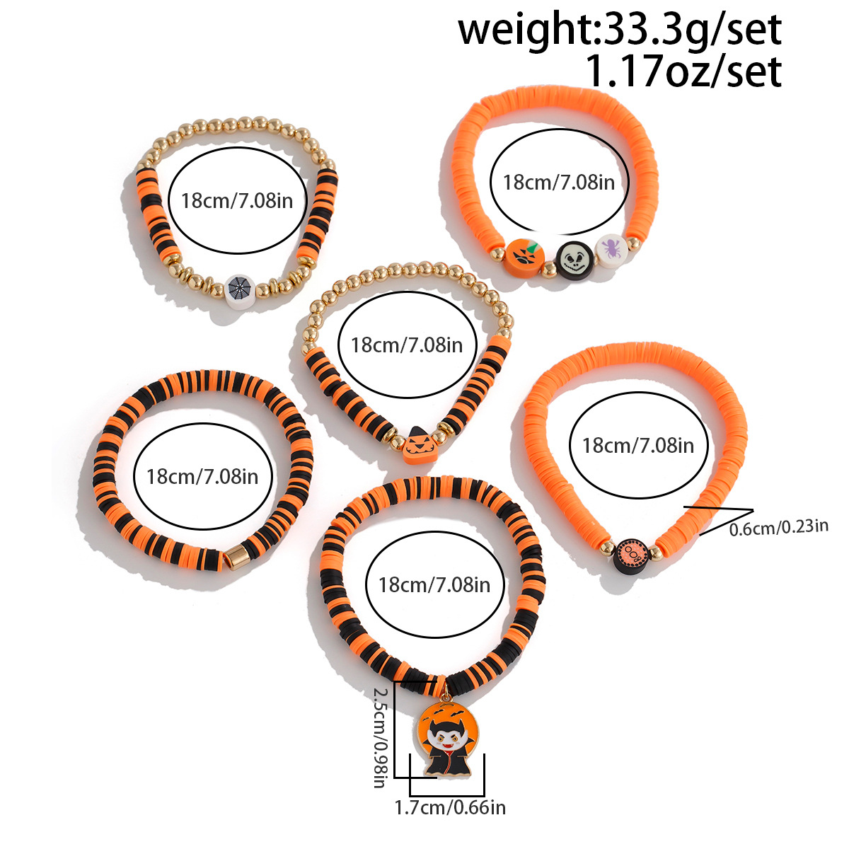 Pulsera de cerámica blanda multicapa con diseño de calabaza fantasma y viento de Ins, pulsera de bruja fantasma para fiesta de Halloween_voghion.com