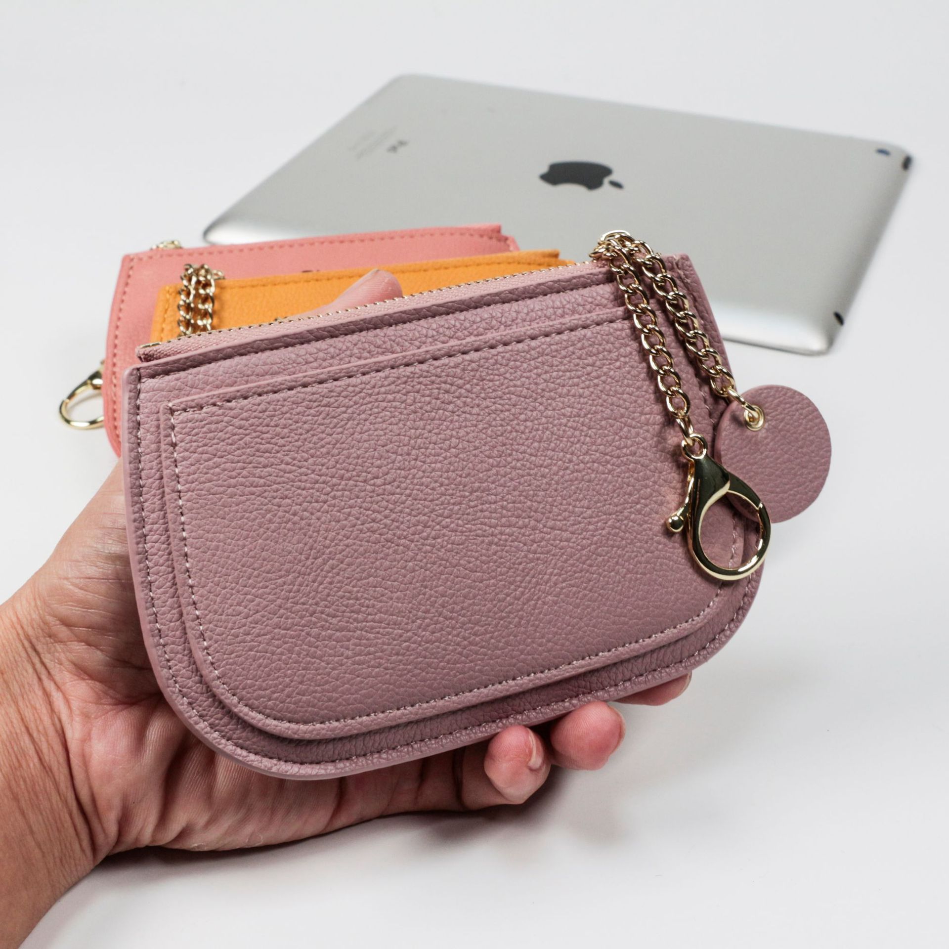 New cross-border creative women's zipper coin purse with lychee pattern, ultra-thin and simple women's small handbag
