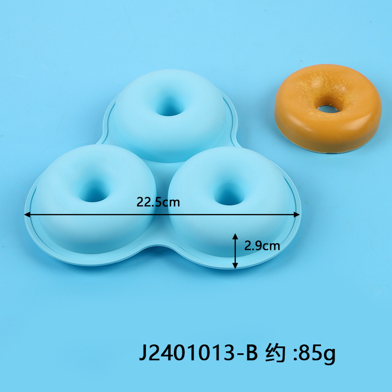 Molde redondo de silicona para pastel de 4 pulgadas, molde redondo para pastel de 3 orificios, molde para hornear pan, herramienta multifuncional para hornear