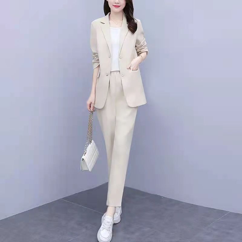 大码女装两件套气质女神范裤子欧美显瘦微胖妹妹西装外套春秋新款|undefined