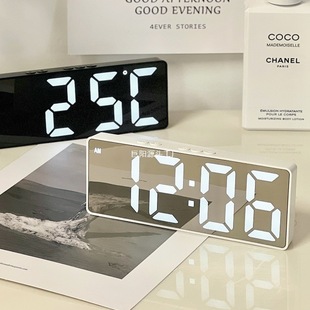luminous mirror clock ins desktop clock timetable pendulum desktop ornaments led digital display electronic alarm clock