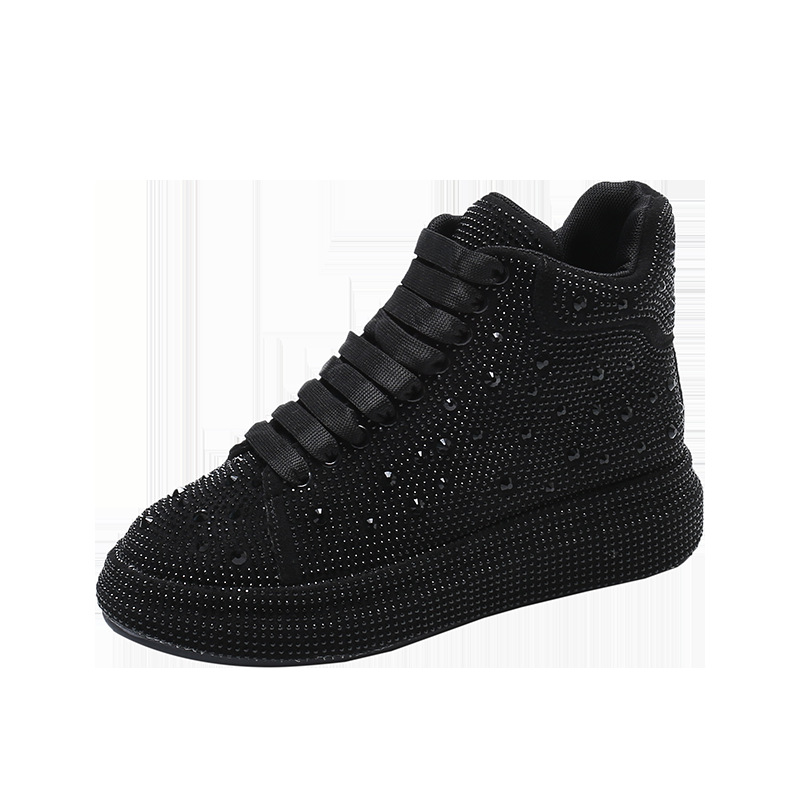 Europeiske varer Gypsophila tungindustri lyse diamant høye sko for kvinner 2023 vinter nye fløyel sport og fritid damesko allsidige_voghion.com