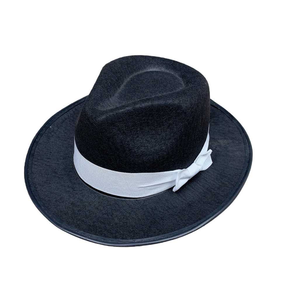 Sombrero de jazz personalizado de fábrica Sombrero de copa de color sólido de fieltro de estilo británico para hombres y mujeres Sombrero para el sol rizado para parejas