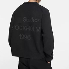 跨境潮牌 AC LOGO字母印花男女情侣同款宽松休闲圆领套头针织毛衣