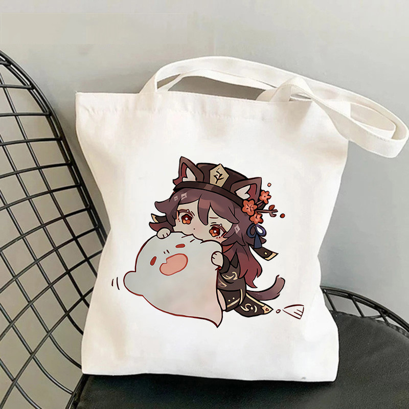 Comercio exterior transfronterizo Genshin Impacto Y2K impresión bolsa de lona Harajuku bolsa de hombro bolsa de moda bolsa de compras