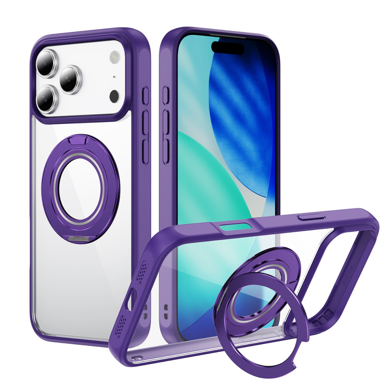 透明支点壳磁吸旋转支架适用苹果17手机壳防摔耐黄iphone16保护套|undefined