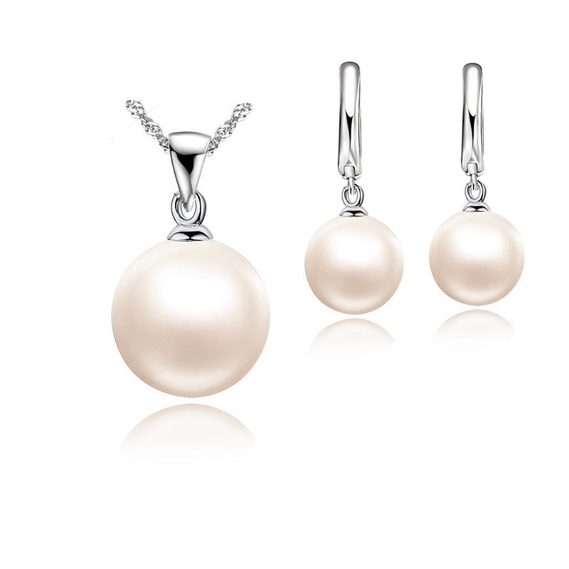 S925 10mm pendientes de perlas agua onda cadena borla perla traje pendientes collar generación pelo AliExpress