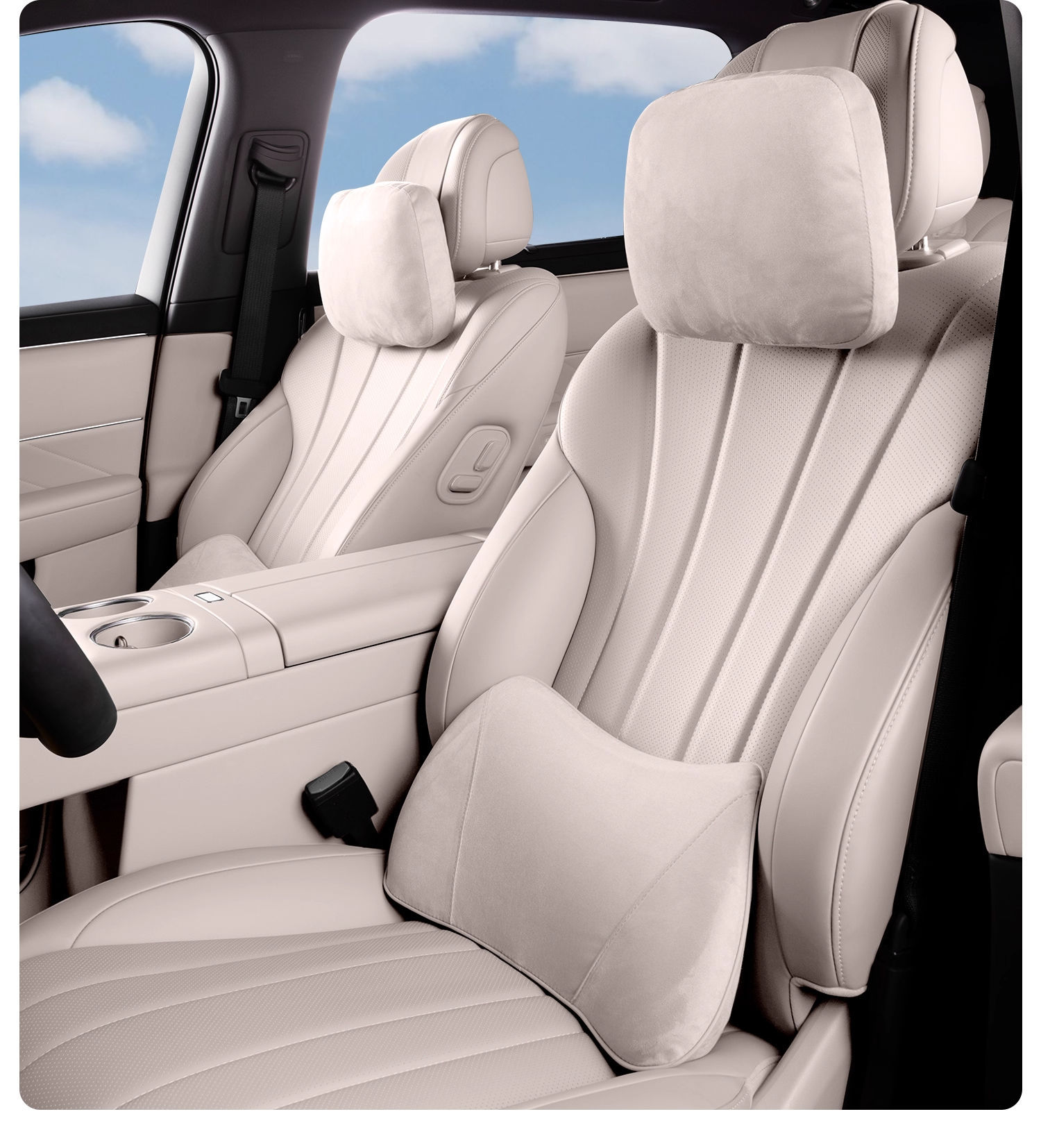 Suitable for 26 Models of Wenjie M8, M9, M7, M5 Cars, Headrest and Lumbar Support with Perforated Breathable Anti-Stain Leather, Car Neck and Lumbar Support Pillow