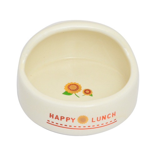 Japanese hamster food bowl ceramic anti-tip cute golden bear double bowl small pet feeding basin rabbit hedgehog feeding bowl