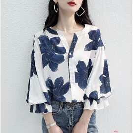 雪纺衫夏季女装式2023年春装新款时尚洋气打底小衫很仙的上衣衬衣