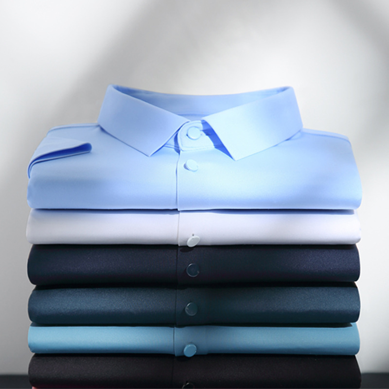 [Traceless] Men's Business Short-sleeved Shirt Stretch Laser Cutting Technology Business Casual Shirt Men