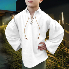 European and American cross-border medieval boy pirate shirt Viking Renaissance tie-up children's clothing Halloween casual