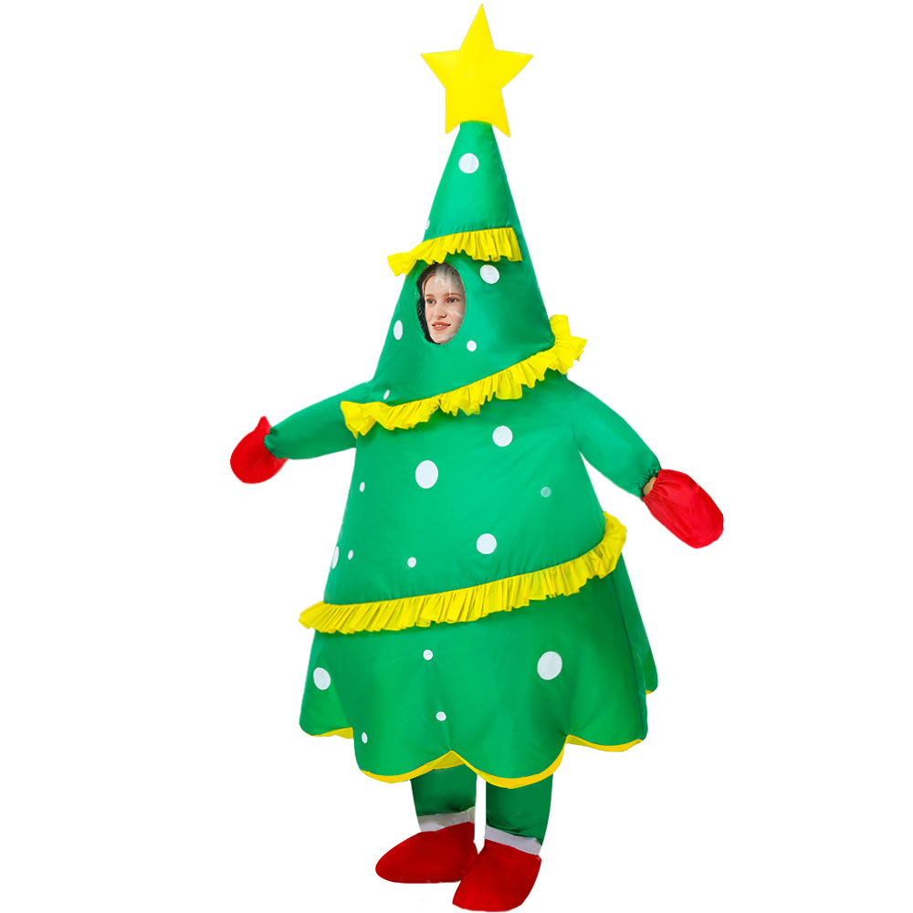 Amazon venta caliente traje inflable árbol de navidad santa claus muñeco de nieve vestido de marioneta vestido de fiesta accesorios