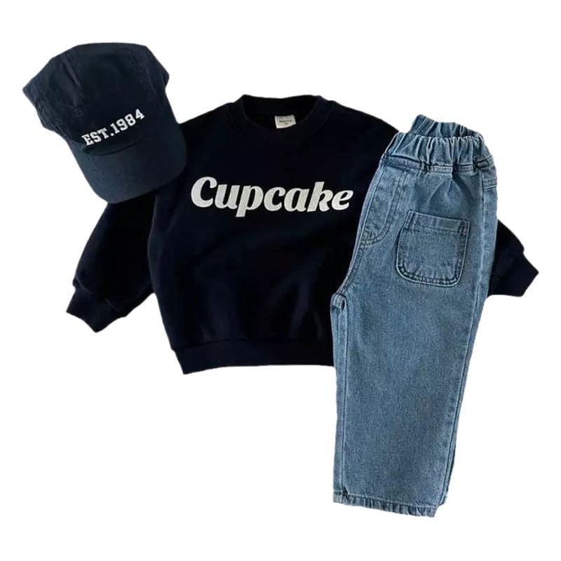 Sudaderas con letras de otoño para niños, ropa de estilo coreano para niños, ropa de otoño para bebés, sudaderas de otoño para bebés, tops de manga larga para niños
