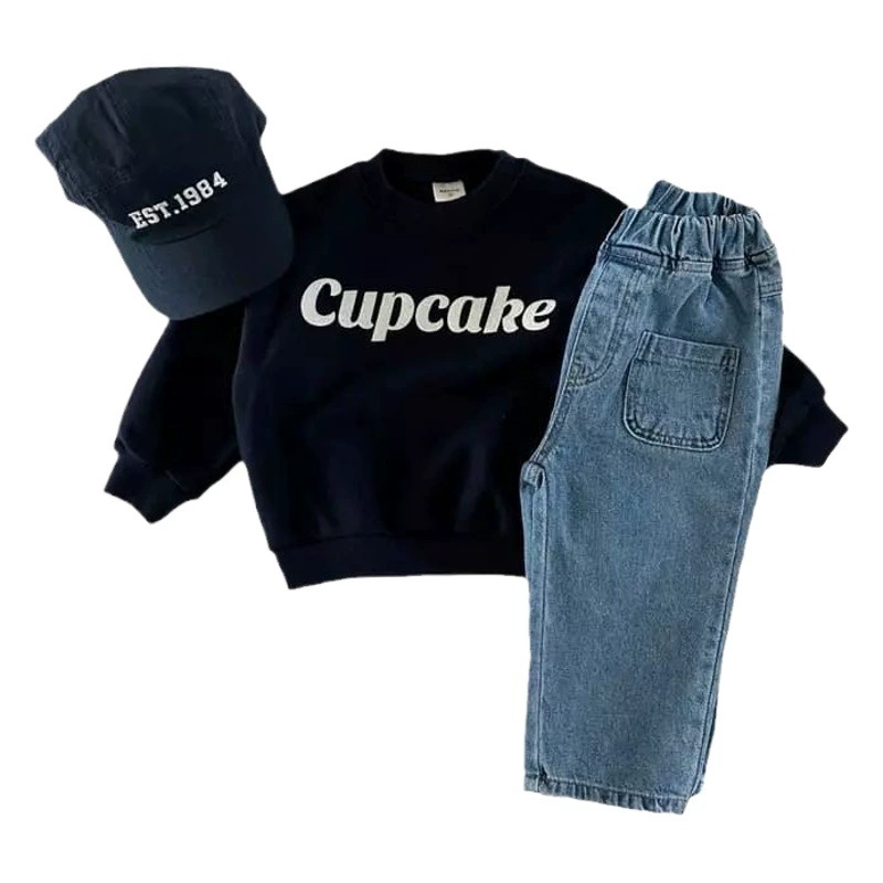 Детская осенняя толстовка с надписью в корейском стиле, детская одежда, осенняя одежда для малышей, осенняя толстовка для младенцев, топы с длинными рукавами для мальчиков