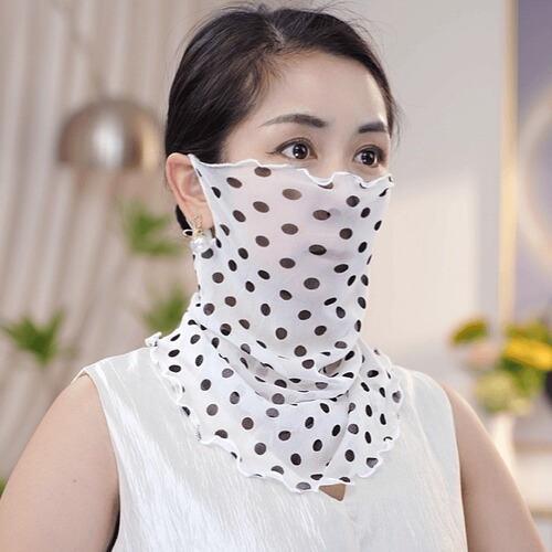 Face Mask Scarf Full Face Ear Hang Fashion Same Style Gauze Scarf Korean Version Female Luo Luo Set Thin Face Cover Versatile Trendy Neck