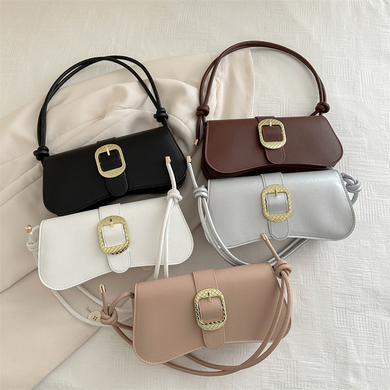 2024 nuevo diseño extranjero retro bolso de brazo de moda bolso de hombro casual bolso de tendencia de color sólido