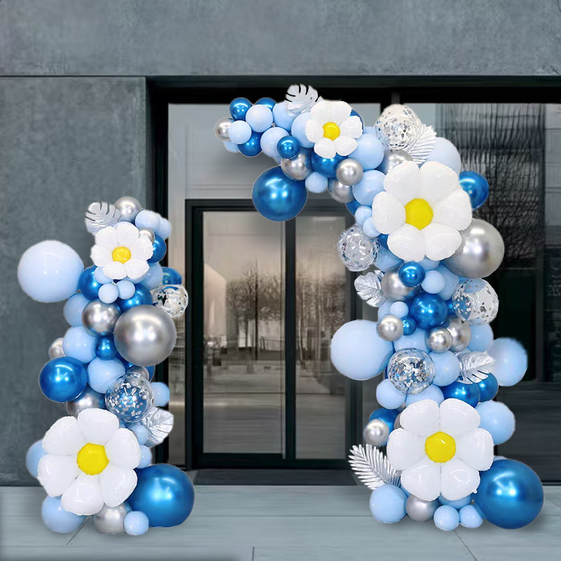 Anniversary Event Opening Ceremony Atmosphere Decoration Blue Balloon Arch Scene Atmosphere Door Layout