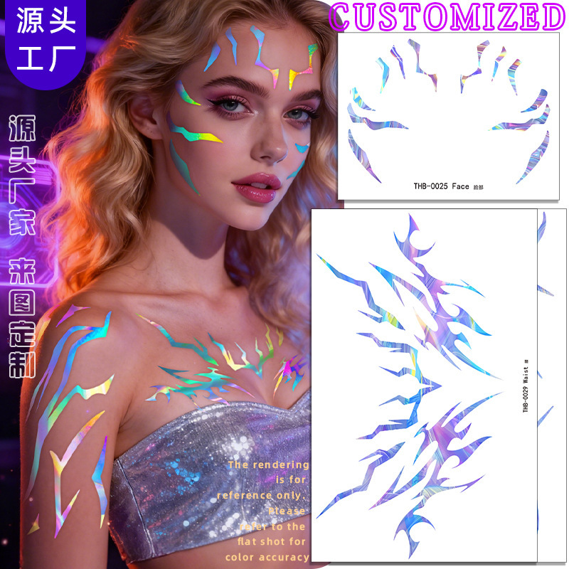 Cross-Border New Boy Group Cos Full Body Tattoo Stickers Laser Party Hunting Witch Group Cosplay Temporary Tattoo Stickers