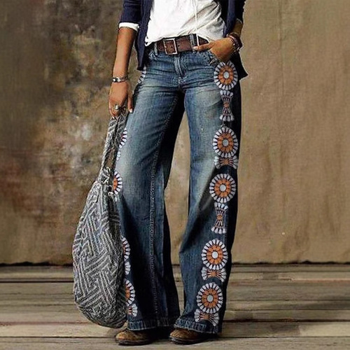 Ebay plus size women's casual pants, thin denim jeans, wide leg pants, long pants