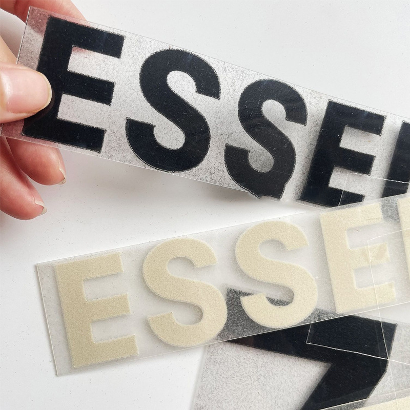 Accesorios de ropa floc de transferencia térmica marca digital de ropa pantalones de vestir marca tridimensional de doble línea