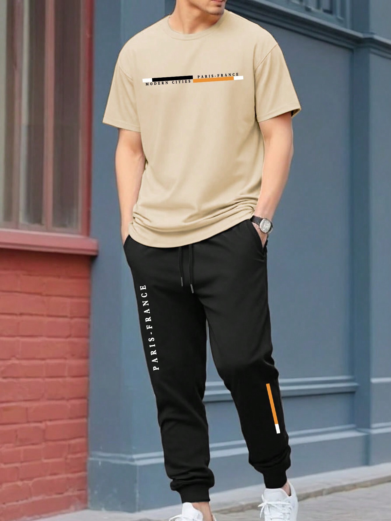 Pantalones de camiseta de manga corta sueltos de la marca de moda 2024 nuevo traje de dos piezas simple y casual ME13 ML4