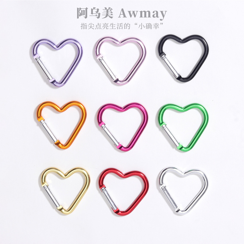 Large Quantity of Heart-Shaped Carabiners in Stock for DIY Children's Clothing, Small Bags, Mini Heart-Shaped Hooks, Peach Heart Carabiners