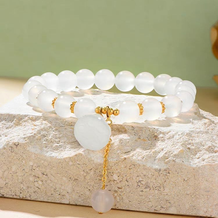 Nuevo estilo nacional pulsera de loto mujer pulsera de loto jade blanco pulsera regalo de novia joyas joyas