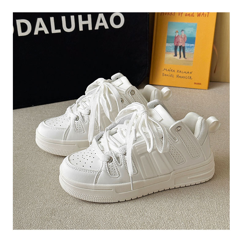 Xu Lingchao Brand Thick Sole Contrast Bread Chic College Couple Sports Board Small White Shoes_voghion.com